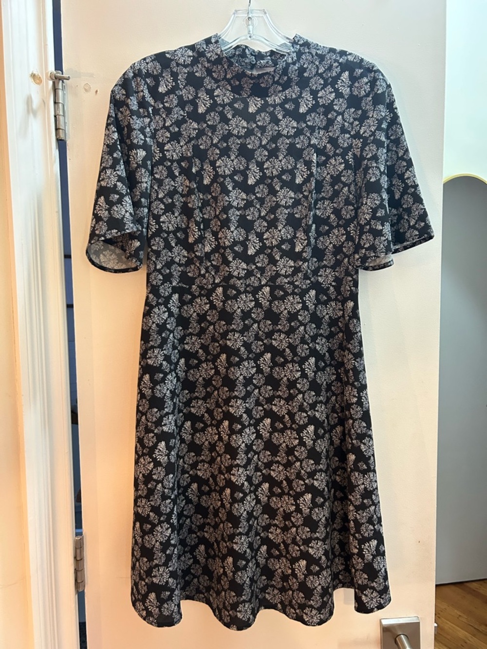 H&M Black Mini Dress with White Floral Print